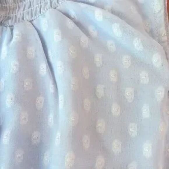 Japna sleeveless Smocked Mock Neck blouse Sheer Light Blue Medium - Picture 11 of 11